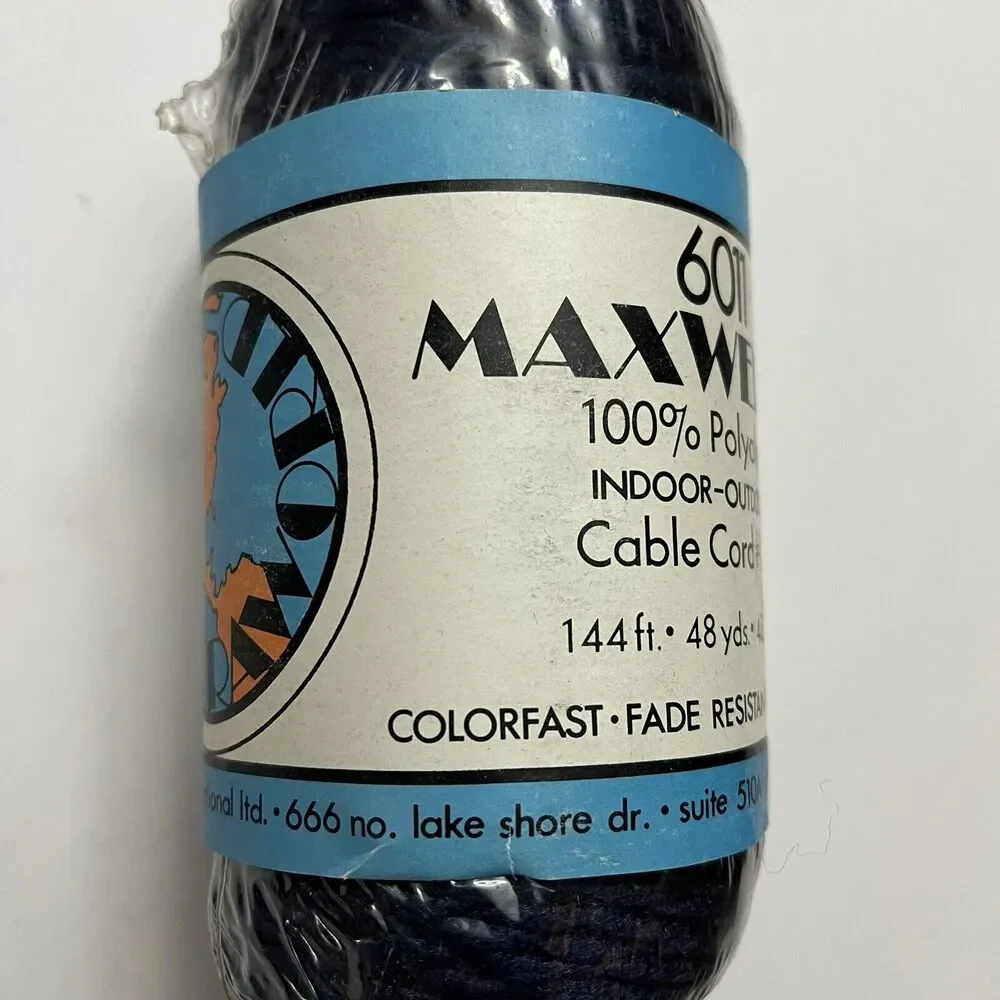 Maxwells Polyolefin Cable Cord 48 Yds Craft Crochet Knotting Knit Navy Blue